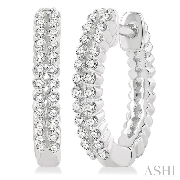 Two Row Petite Diamond Huggie Fashion Earrings