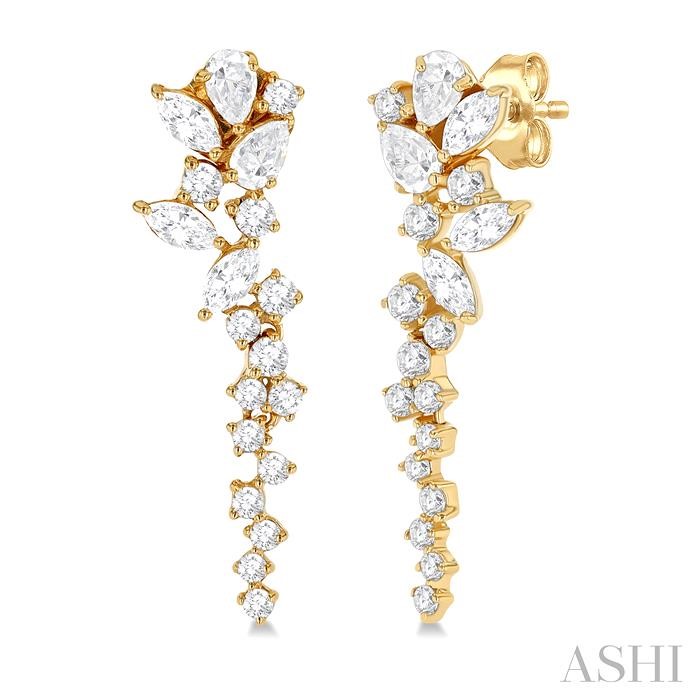 MIXED SHAPE SCATTER DIAMOND FASHION EARRINGS