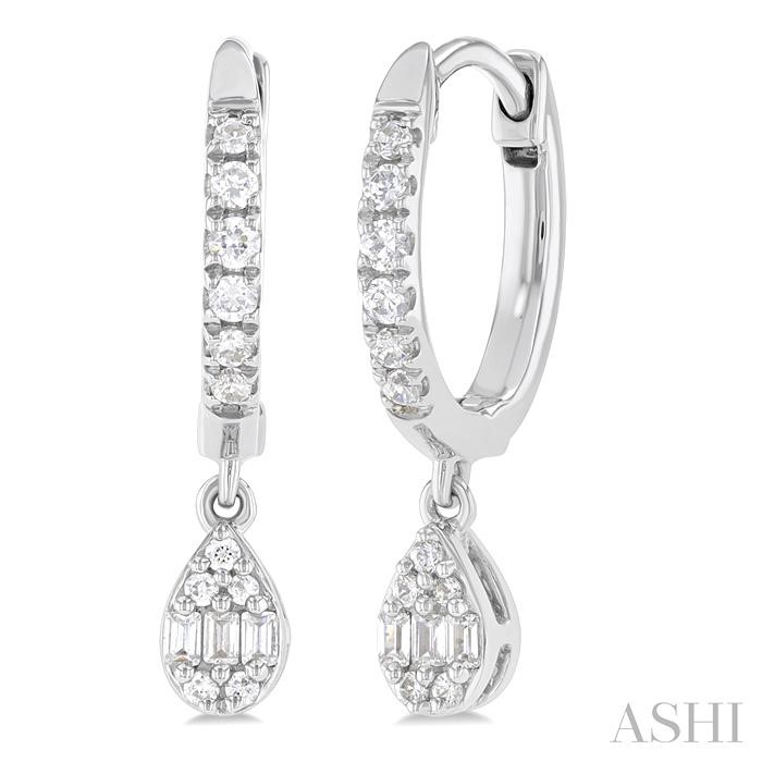 PEAR SHAPE FUSION PETITE DIAMOND HUGGIE FASHION EARRINGS