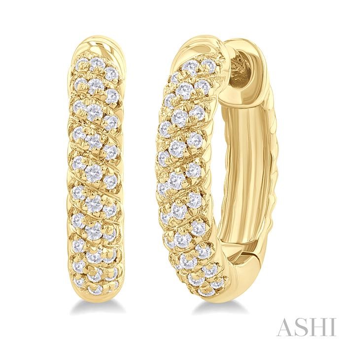 Twisted Petite Diamond Huggie Fashion Earrings