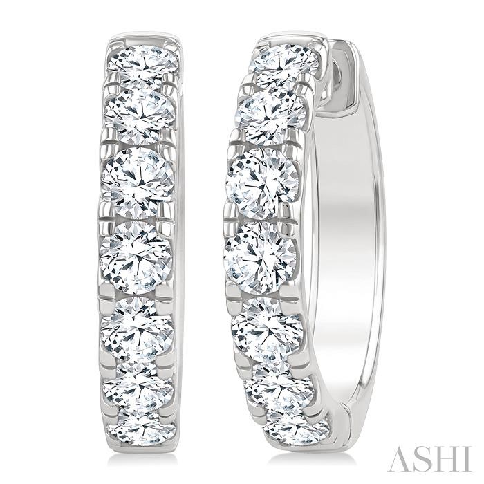 Round Shape Diamond Hoop Earrings