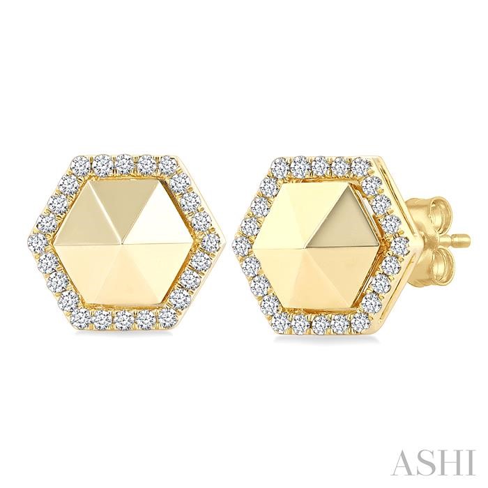 Hexagon Shape Diamond Fashion Earrings