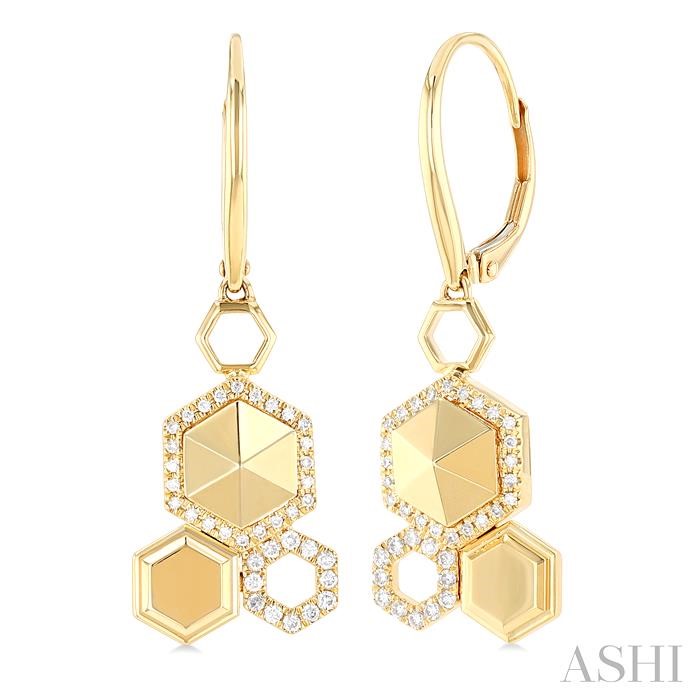 HEXAGON SHAPE DIAMOND FASHION EARRINGS