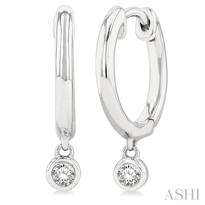 ROUND SHAPE BEZEL SET PETITE DIAMOND HUGGIE FASHION EARRINGS