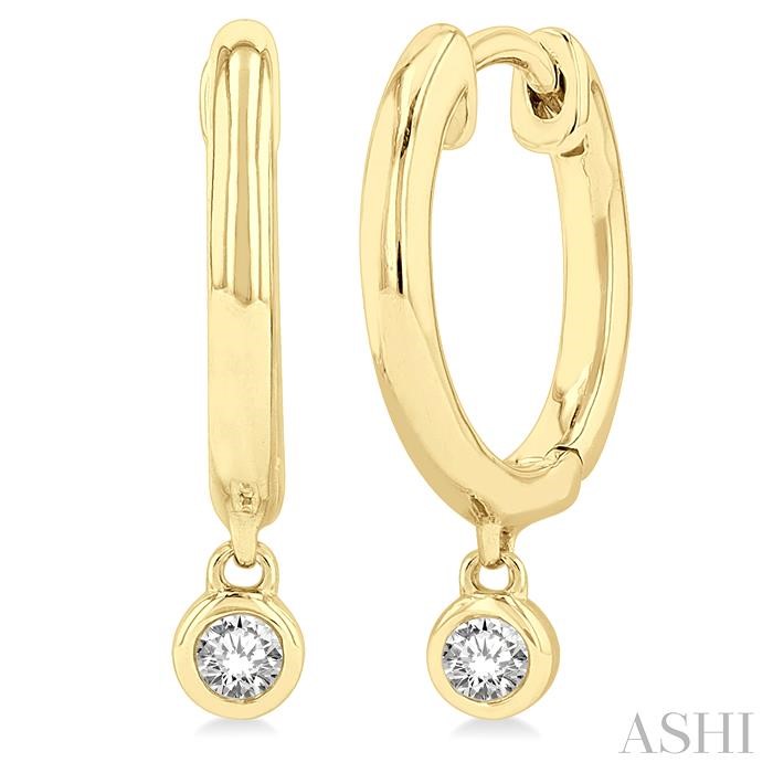 ROUND SHAPE BEZEL SET PETITE DIAMOND HUGGIE FASHION EARRINGS