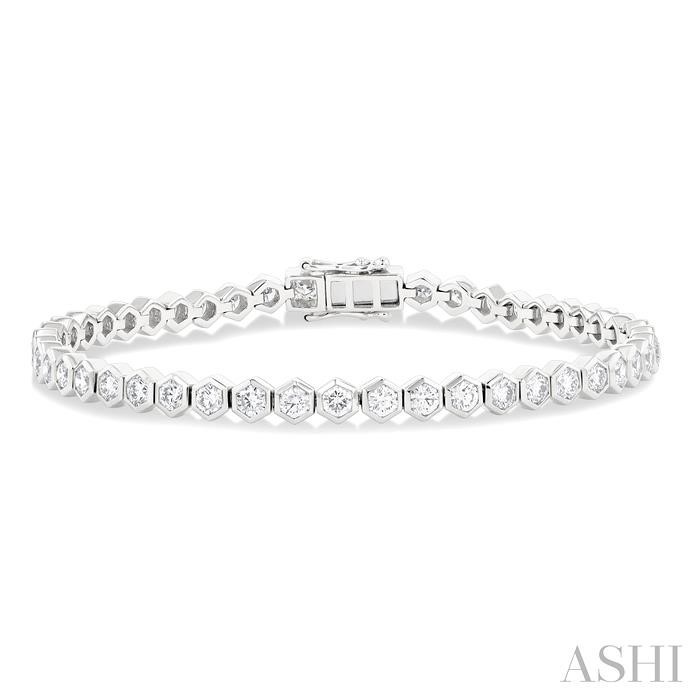 HEXAGON SHAPE BEZEL SET DIAMOND TENNIS BRACELET