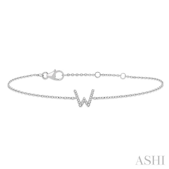 BLOCK 'W' INITIAL DIAMOND CHAIN BRACELET