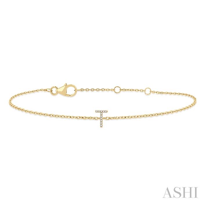 Block 'T' Initial Diamond Chain Bracelet