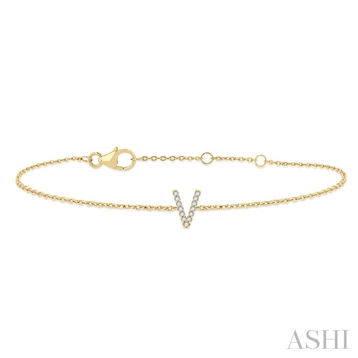 Block 'V' Initial Diamond Chain Bracelet