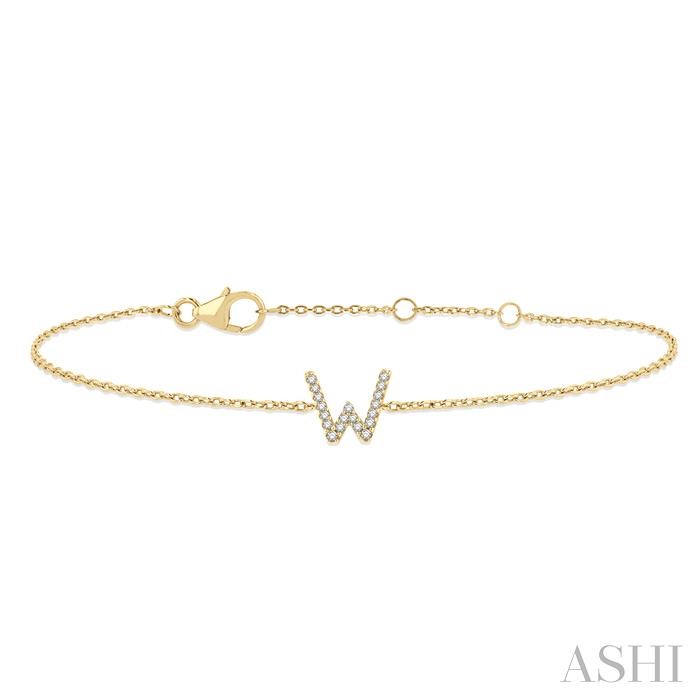 Block 'W' Initial Diamond Chain Bracelet