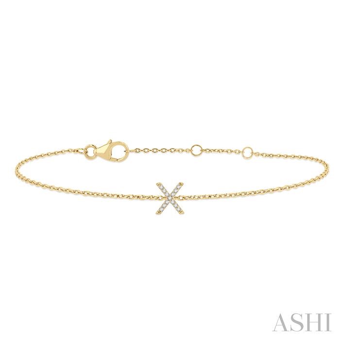 Block 'X' Initial Diamond Chain Bracelet
