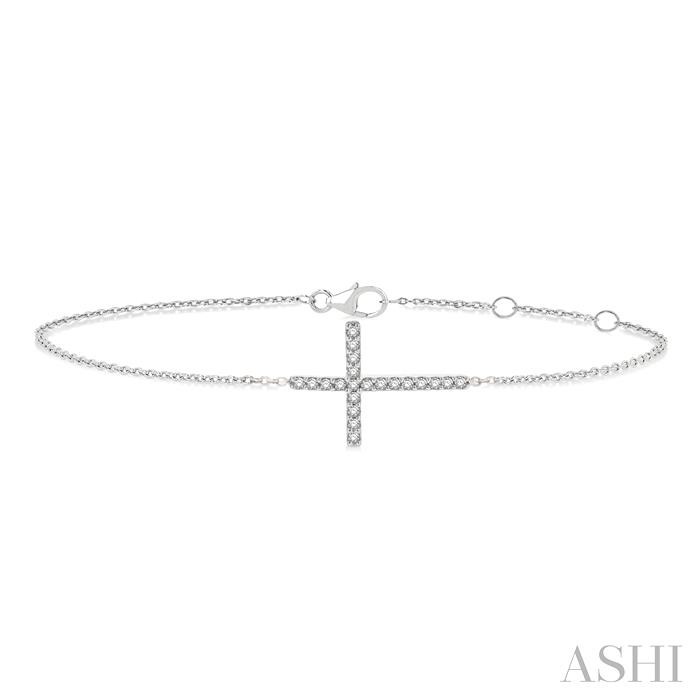 SIDEWAY CROSS PETITE DIAMOND FASHION CHAIN BRACELET