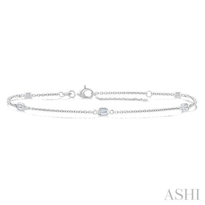 Emerald Shape Chain Station Diamond Bracelet