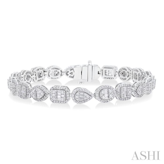 MIXED SHAPE HALO FUSION DIAMOND TENNIS BRACELET