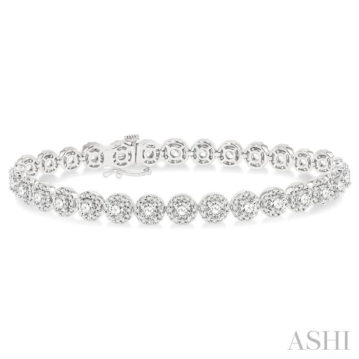Round Shape Halo Diamond Tennis Bracelet