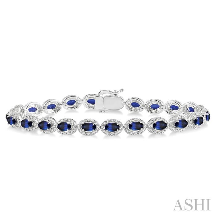 OVAL SHAPE GEMSTONE & HALO DIAMOND BRACELET