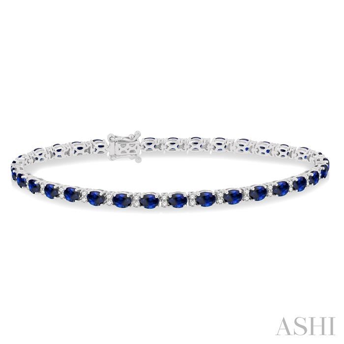 Oval Shape Gemstone & Diamond Bracelet