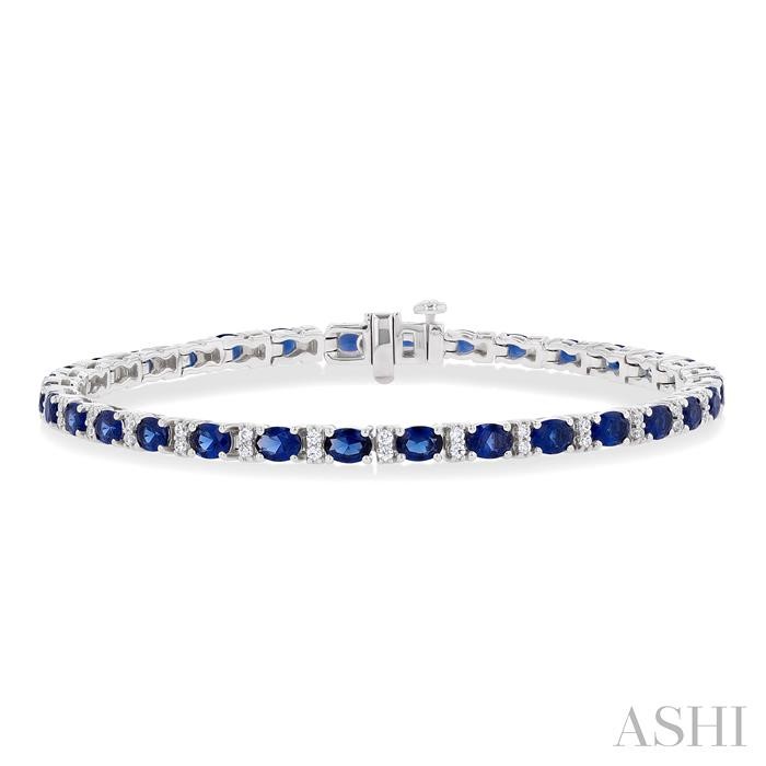 OVAL SHAPE GEMSTONE & DIAMOND TENNIS BRACELET