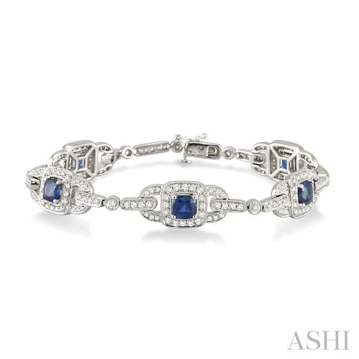 CUSHION SHAPE GEMSTONE & HALO DIAMOND BRACELET