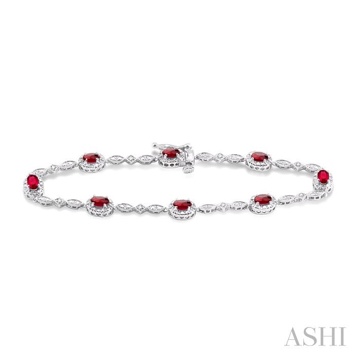 OVAL SHAPE GEMSTONE & HALO DIAMOND BRACELET