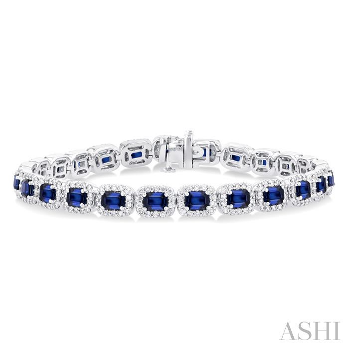 Emerald Shape Gemstone & Halo Diamond Bracelet
