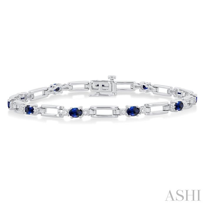 Paperclip Oval Shape Gemstone & Diamond Bracelet