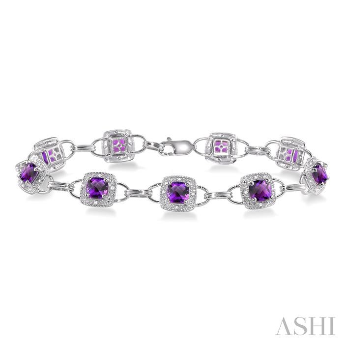 GEMSTONE & HALO DIAMOND BRACELET