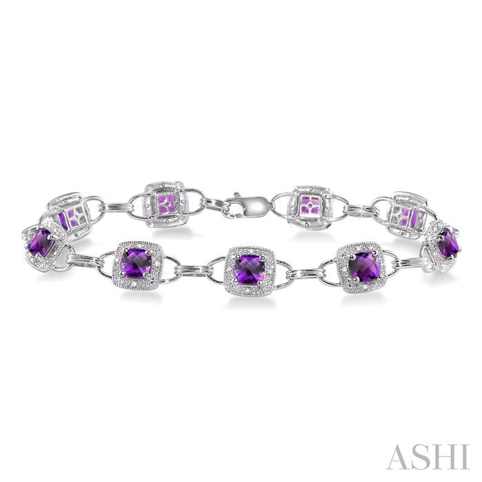 CUSHION SHAPE GEMSTONE & HALO DIAMOND BRACELET