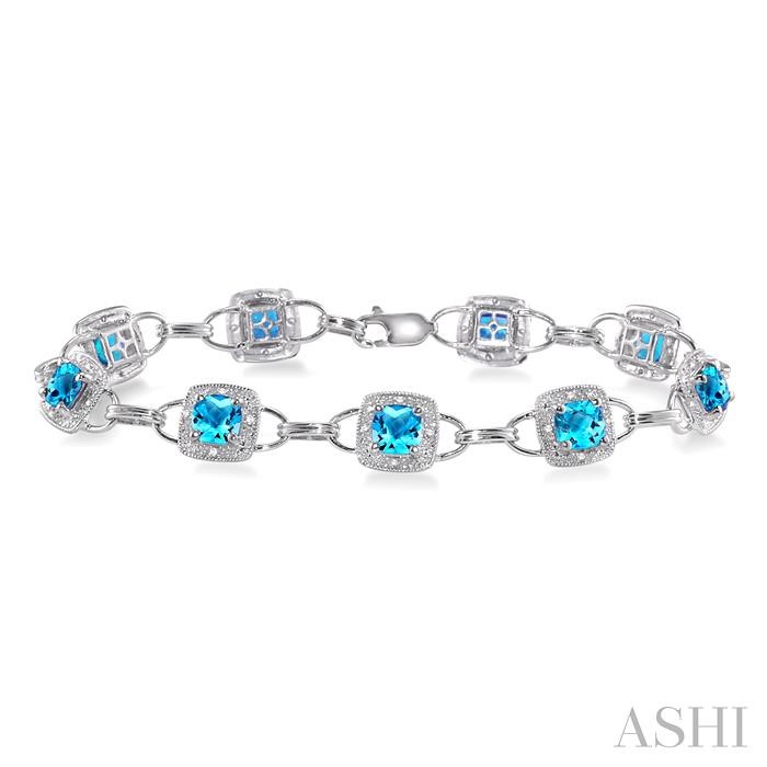 Cushion Shape Gemstone & Halo Diamond Bracelet