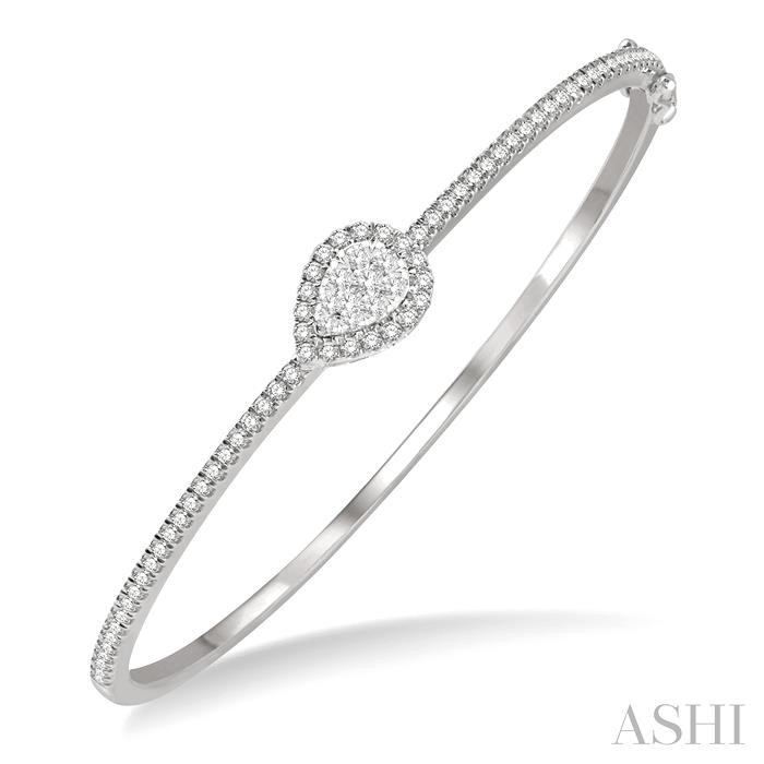 STACKABLE PEAR SHAPE HALO LOVEBRIGHT ESSENTIAL DIAMOND BANGLE