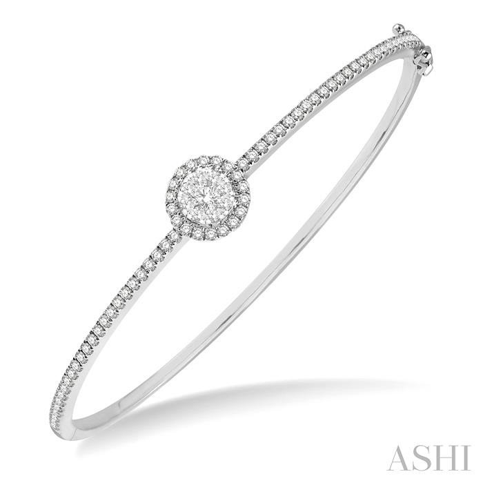 ROUND SHAPE STACKABLE HALO LOVEBRIGHT ESSENTIAL DIAMOND BANGLE