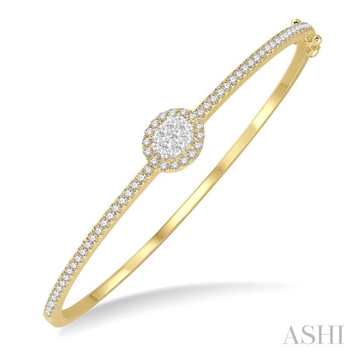 STACKABLE OVAL SHAPE HALO LOVEBRIGHT ESSENTIAL DIAMOND BANGLE