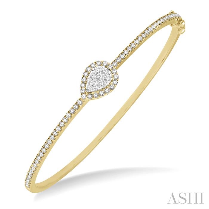 STACKABLE PEAR SHAPE HALO LOVEBRIGHT ESSENTIAL DIAMOND BANGLE