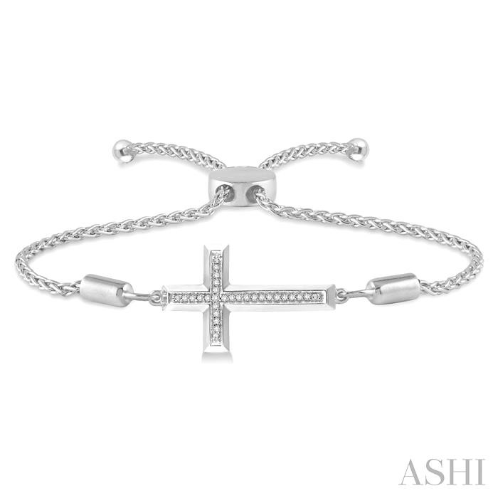 SILVER CROSS DIAMOND LARIAT BRACELET