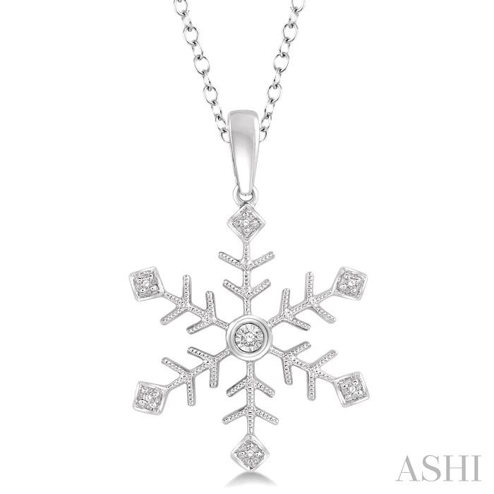 SILVER SNOW FLAKE DIAMOND FASHION PENDANT