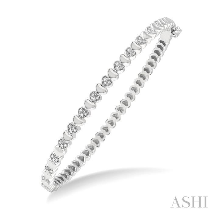 SILVER HEART SHAPE DIAMOND BANGLE