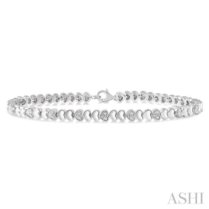 SILVER HEART SHAPE DIAMOND BRACELET