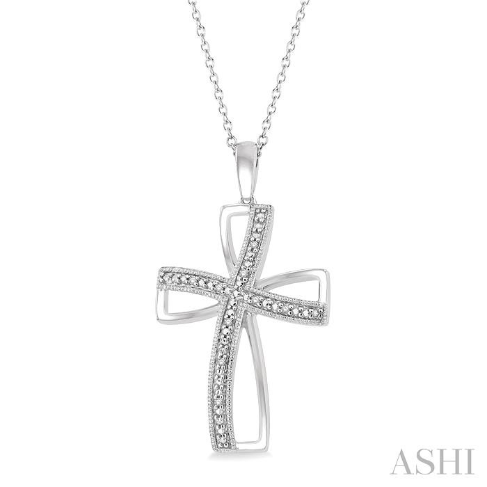 SILVER CROSS DIAMOND PENDANT