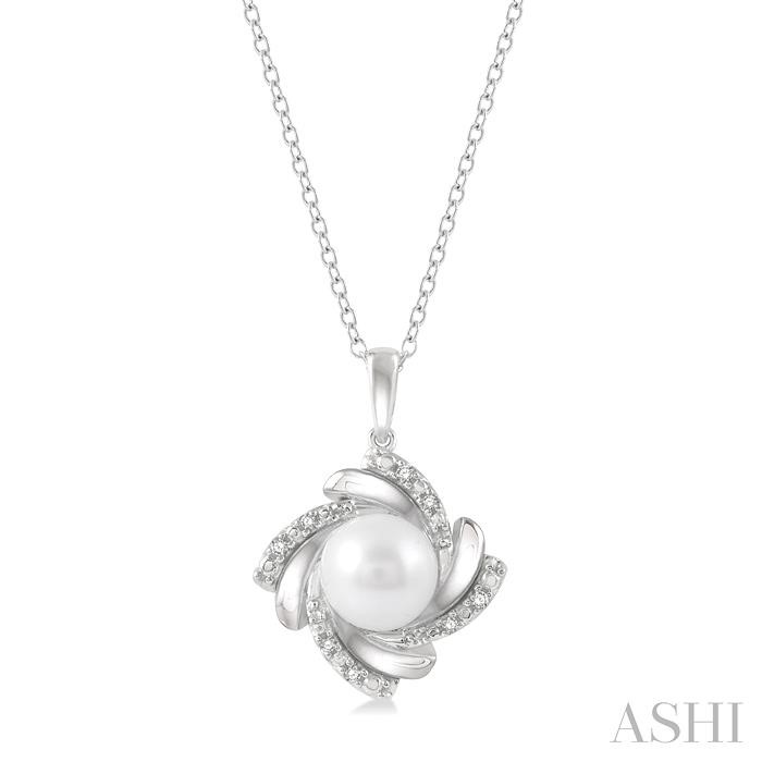 SILVER PEARL & DIAMOND PENDANT