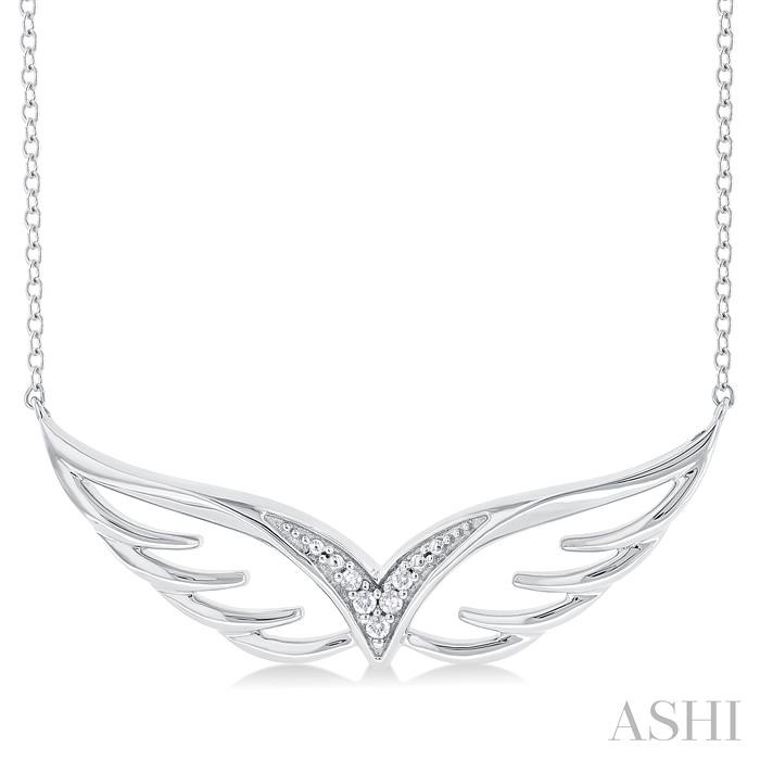 SILVER ANGEL WINGS DIAMOND FASHION PENDANT