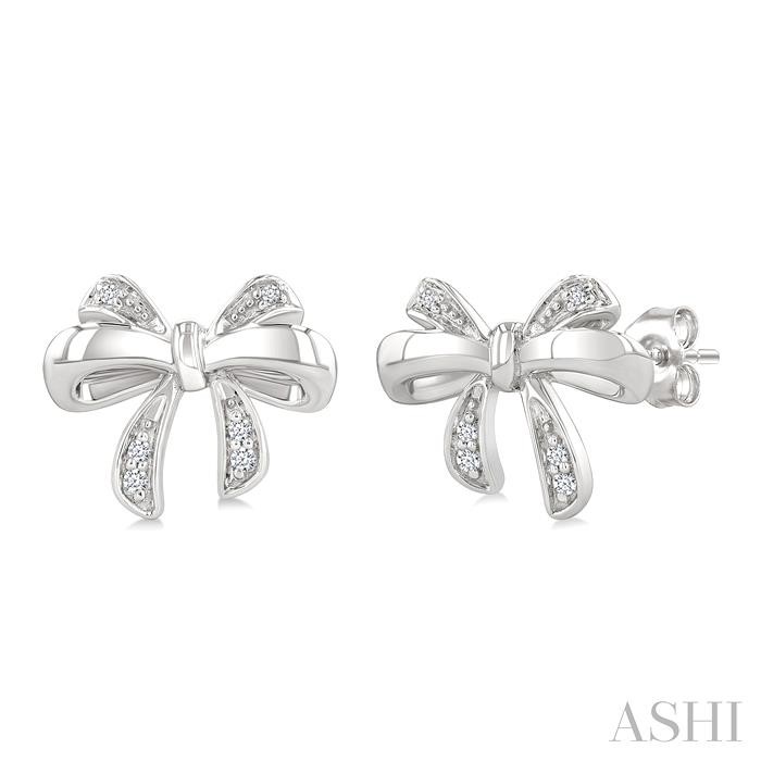 Silver Bow Diamond Fashion Earrings