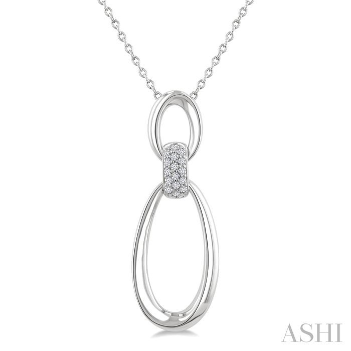 Silver Oval Link Diamond Pendant