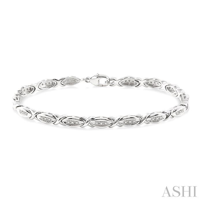 Silver 'X' Shape Diamond Bracelet
