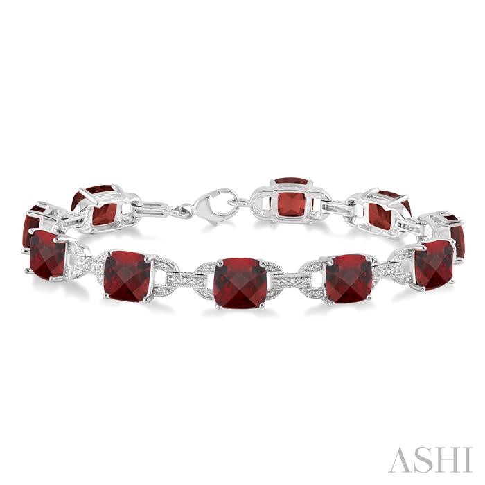 SILVER CUSHION SHAPE GEMSTONE & DIAMOND BRACELET