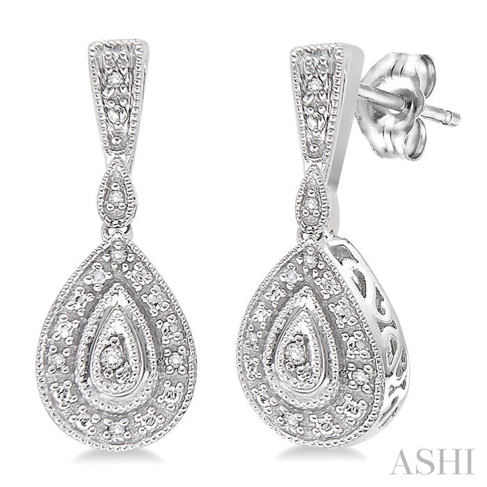 SILVER PEAR SHAPE DIAMOND EARRINGS