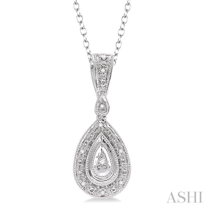 SILVER PEAR SHAPE DIAMOND PENDANT