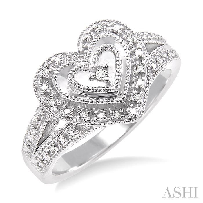 SILVER HEART SHAPE DIAMOND FASHION RING