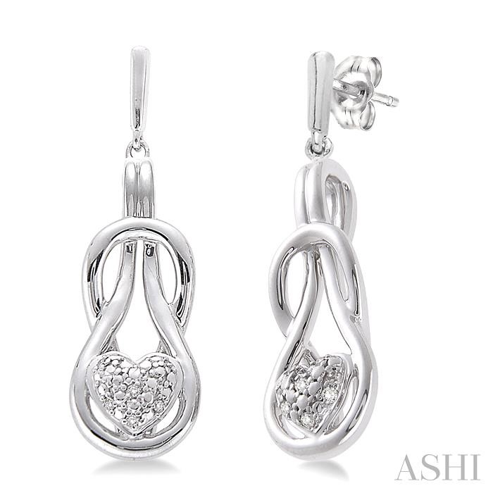 SILVER HEART SHAPE DIAMOND FASHION EARRINGS