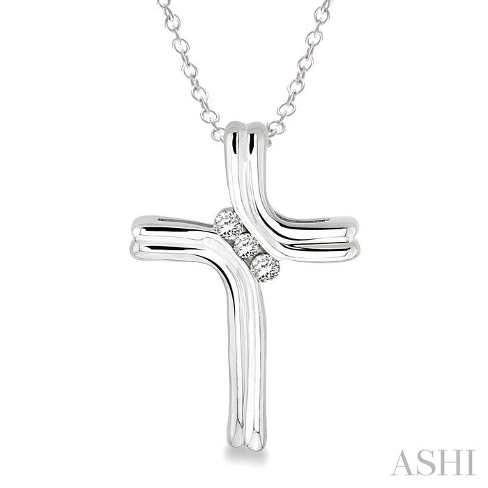 SILVER CROSS DIAMOND PENDANT