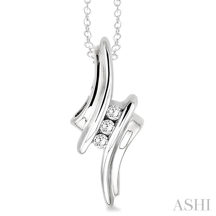 SILVER 3 STONE DIAMOND FASHION PENDANT